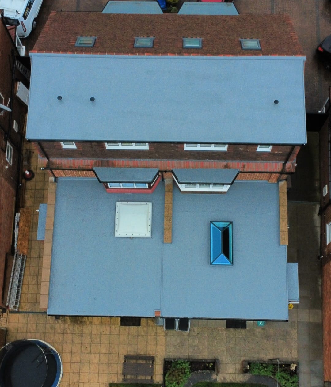 Roof waterproofing technician at work